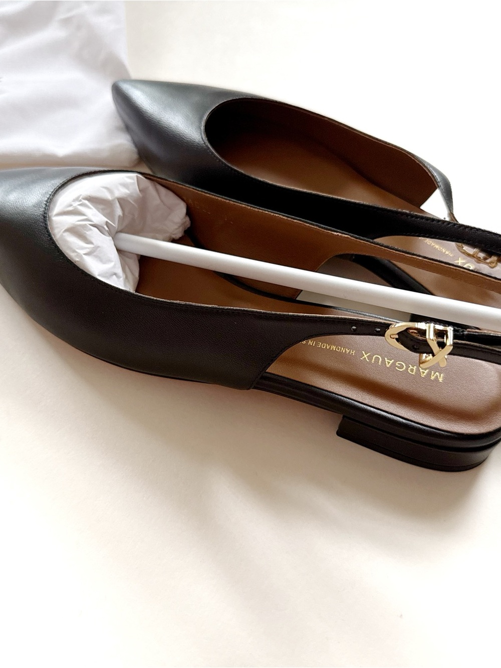 Margaux The Elise Black Pointed Leather Slingback Flats Size 40 - Picture 3 of 7